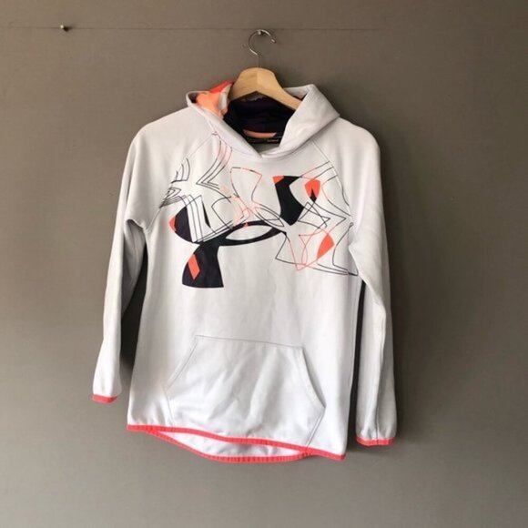 Under armour white orange hoodie large sweater - Picture 1 of 9